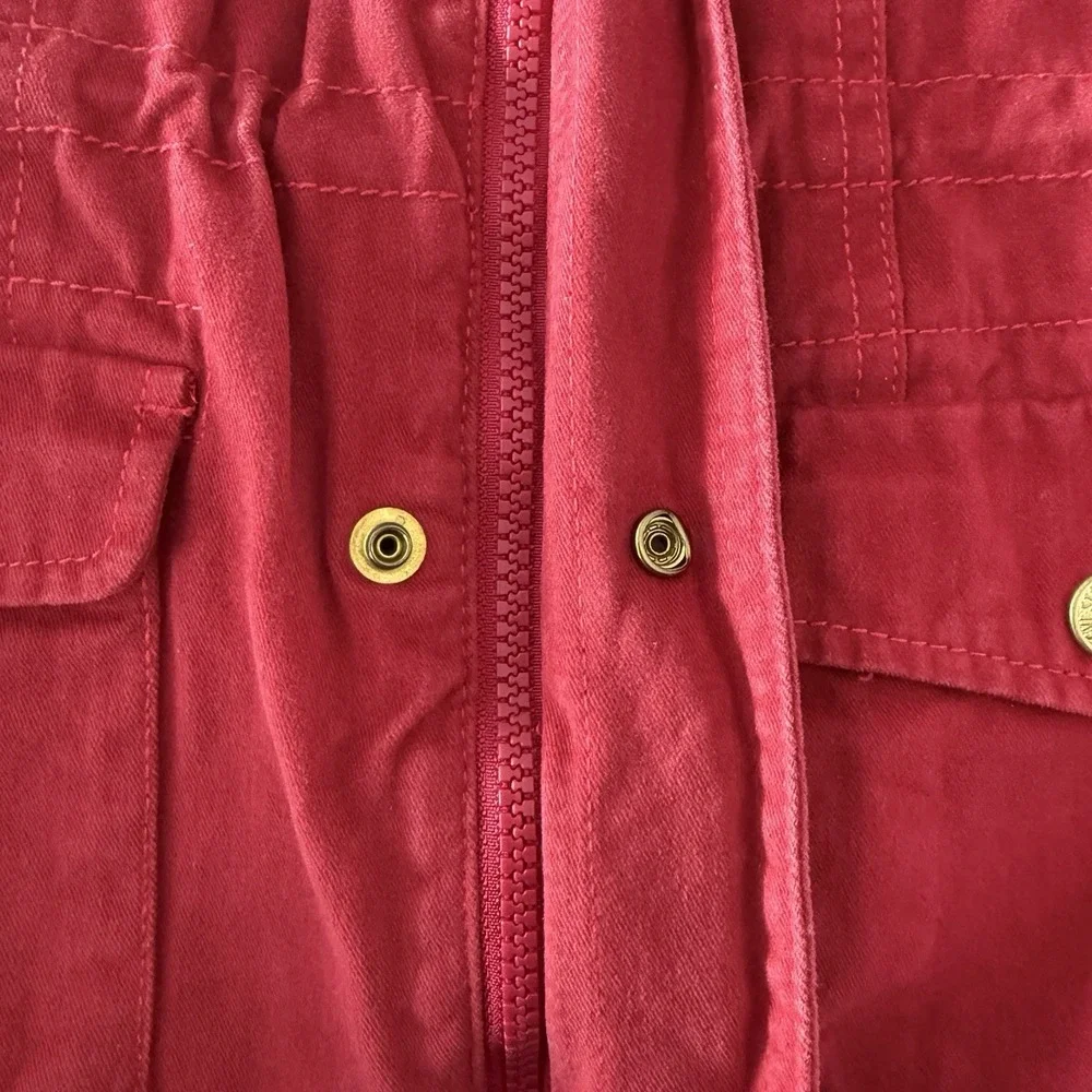 Vintage 90s Levi's Girls' Size‎ 6 (5-6 YRS) Red Coat Jacket Hood Full Zip Chore